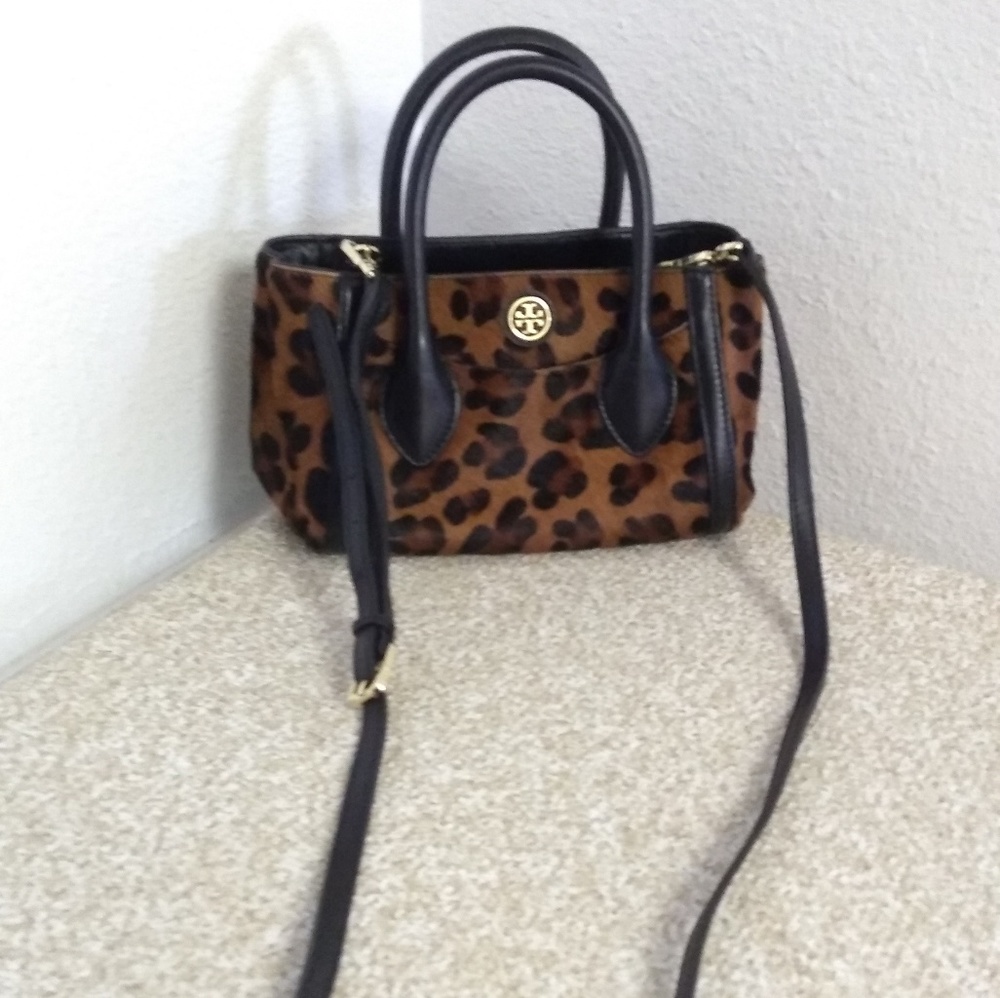 Tory Burch Real Dyed Fur Leather Satchel Bag - Picture 1 of 8